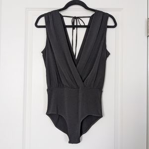 Bebe V-Neck Black Bodysuit